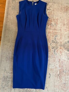 Calvin Klein size 2 Cobalt Blue Sleeveless Sheath Midi Dress